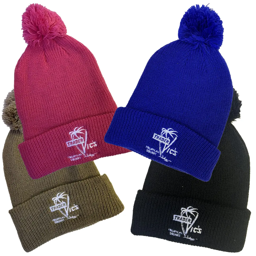 TROPICAL DRINKS BEANIE WITH POM